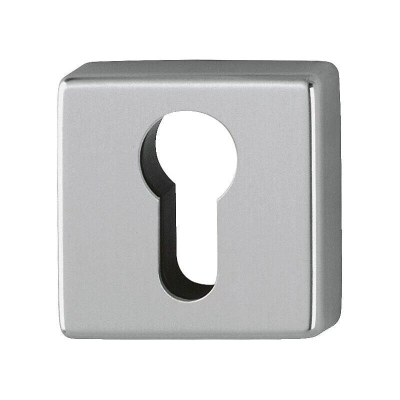 Paire de rosaces de fonction carrées New York finition alu aspect inox clé i Hoppe