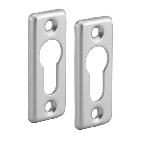 Thirard – Paire de rosaces rectangulaires en aluminium argenté – Entr'axe 19,5 cm – Épaisseur de porte jusqu'à 45 mm – Installation facile sur plaque rectangulaire
