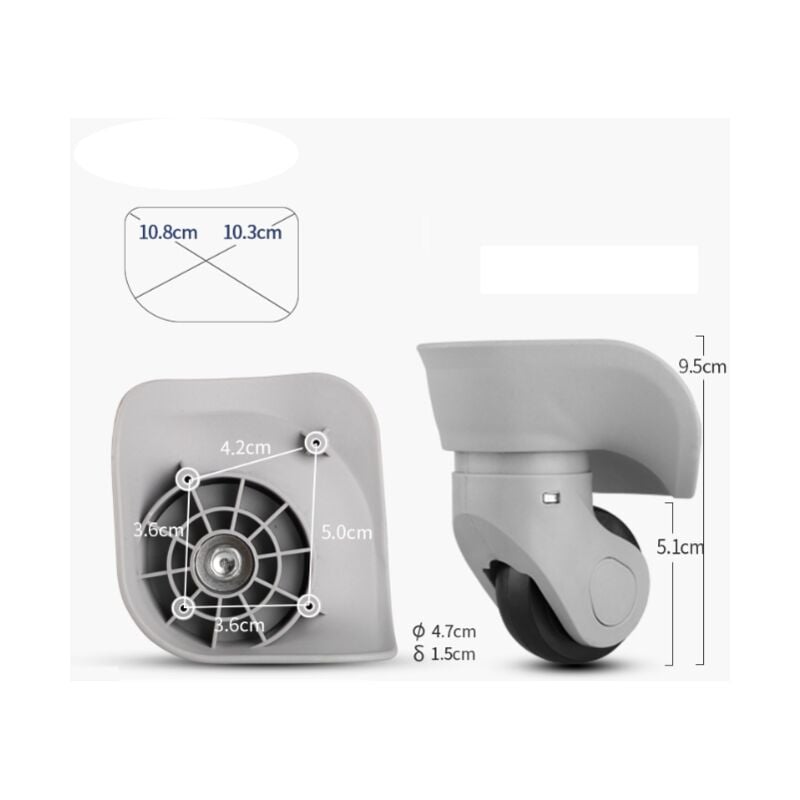 Ikodm - Paire de roues à bagages universelles en caoutchouc durable, roues de réparation de remplacement de bagages multidirectionnelles silencieuses