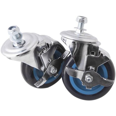 Paire de roues pivotantes freinées ø100x30mm pour paire de chariots OM 2024 - SA 2072 - CLAS Equipements