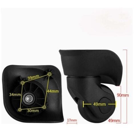 ALOVEZ Paire de roulettes de valise universelles de rechange durables en caoutchouc silencieux multidirectionnelles pour roues de réparation de rechange valise bagages (petit noir 2pcs)