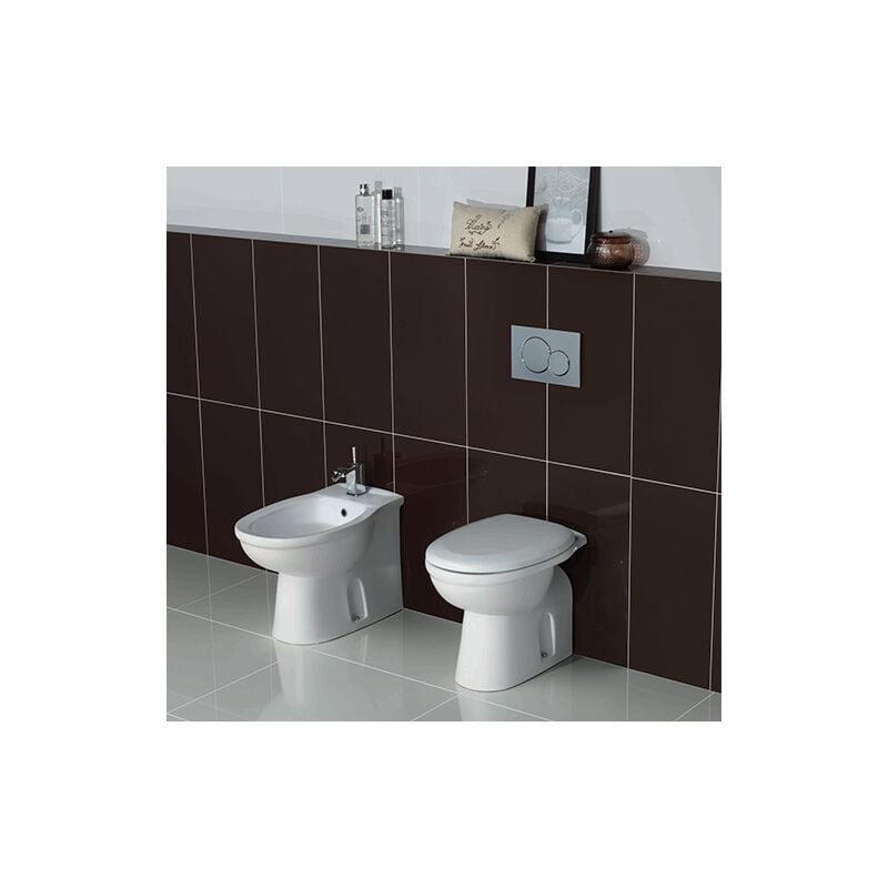 Paire de sanitaires sur pied en céramique 36x55 cm Série Oxford - Con copri wc Standard