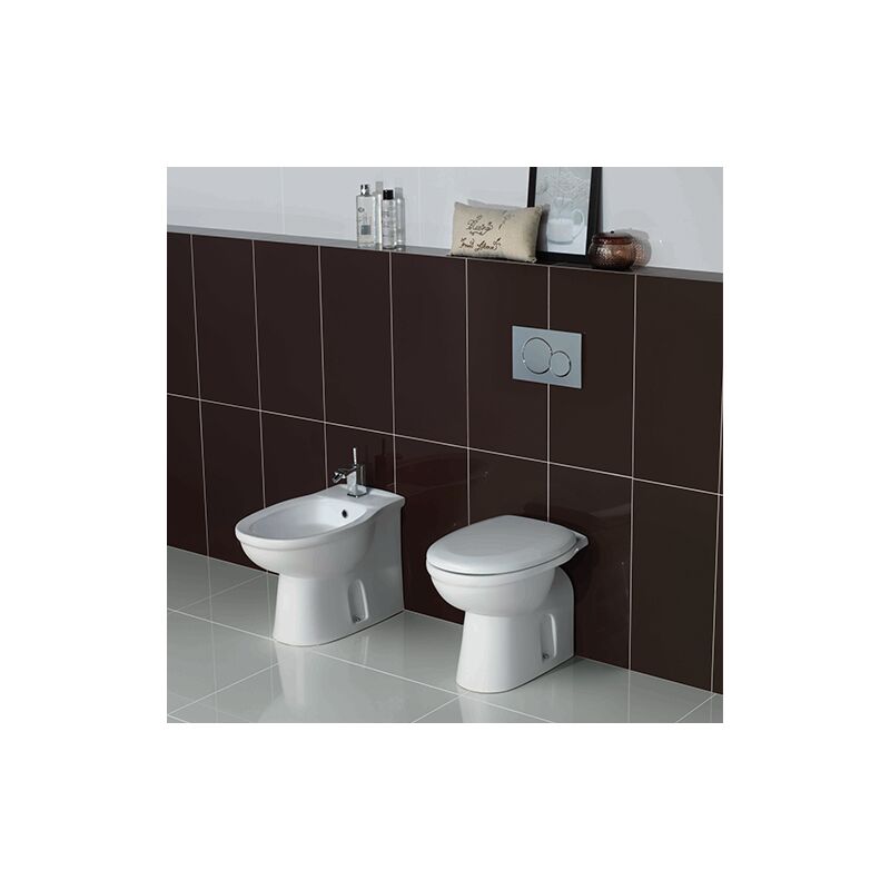 Paire de sanitaires 36x55 cm en céramique blanc brillant - Rak Ceramics Karla - Senza coprivaso