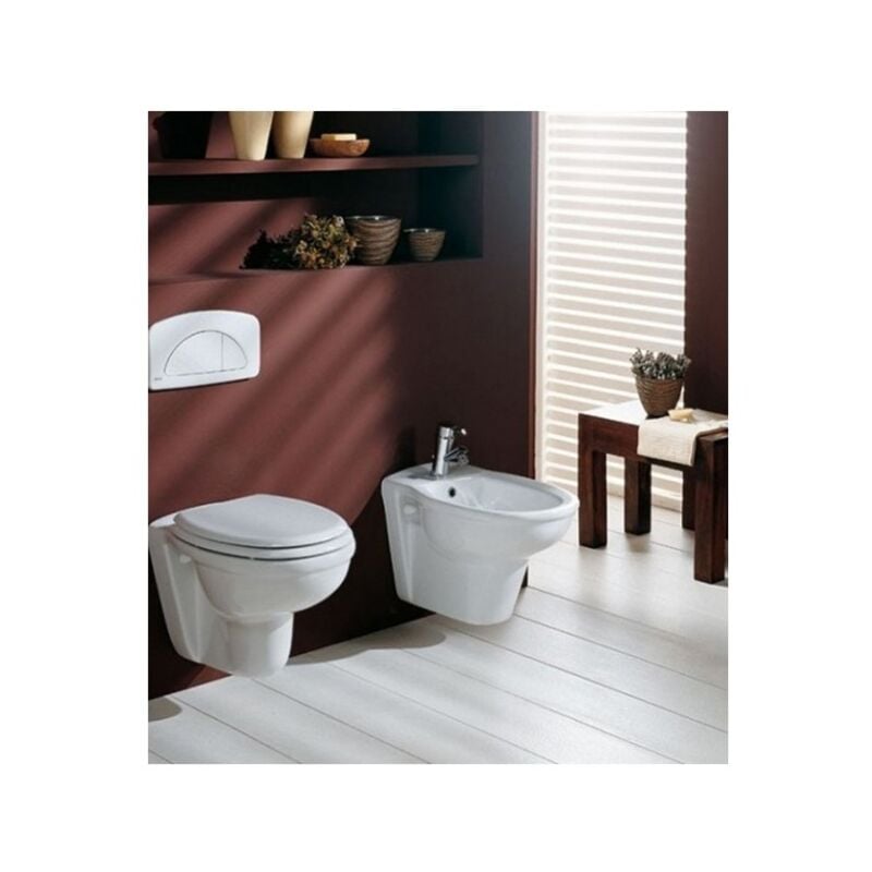 Paire de sanitaires suspendus en céramique 37x55 cm blanc brillant - Rak Ceramics Karla - Senza coprivaso