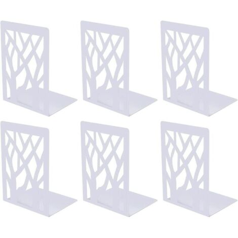 Paire de serre-livres en métal antidérapants pour CD, parfaits pour le bureau, l'école et la maison. Séparateurs pour livres, CD et dossiers (blancs).