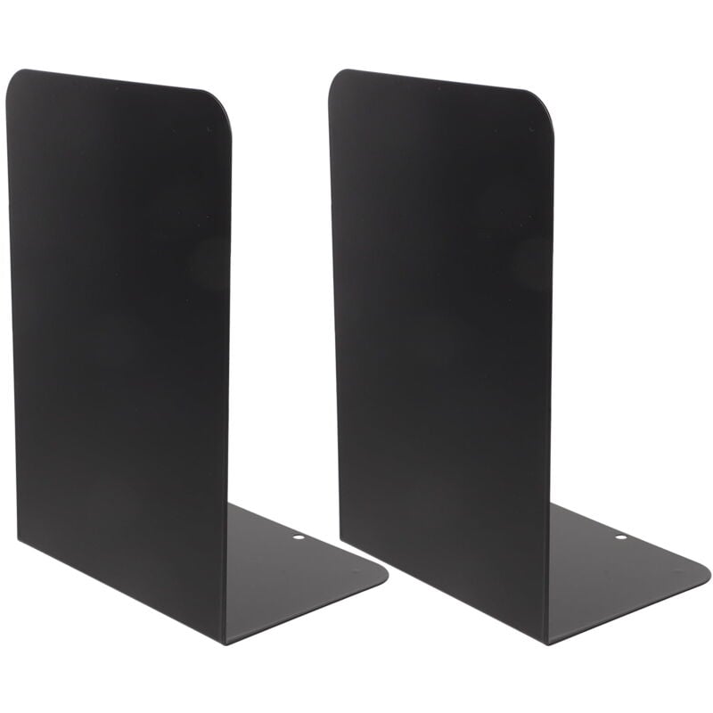 paire de serre-livres en métal robuste et décoratif au design moderne avec base antidérapante (noir)