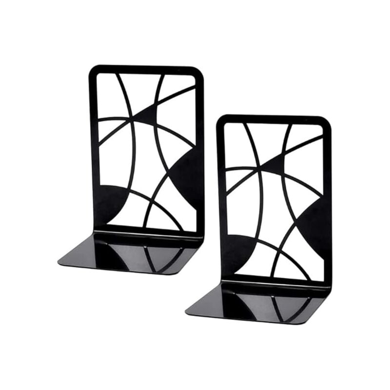 Paire de supports de livres en métal noir Support de livre creux Supports de livres antidérapants Supports de livres en métal noir durables
