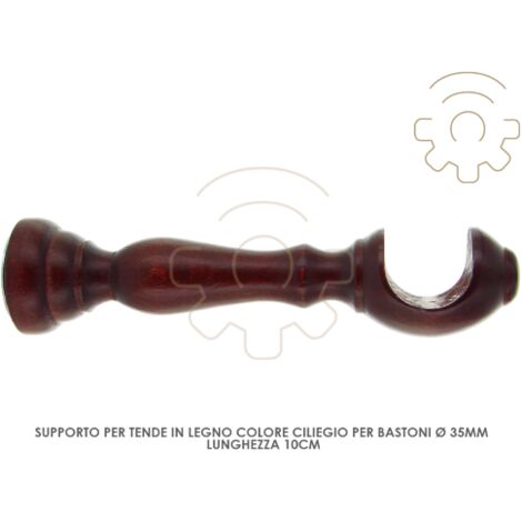 Paire de supports pour tringles A  rideaux en bois de cerisier 35 mm A  10 cm du mur