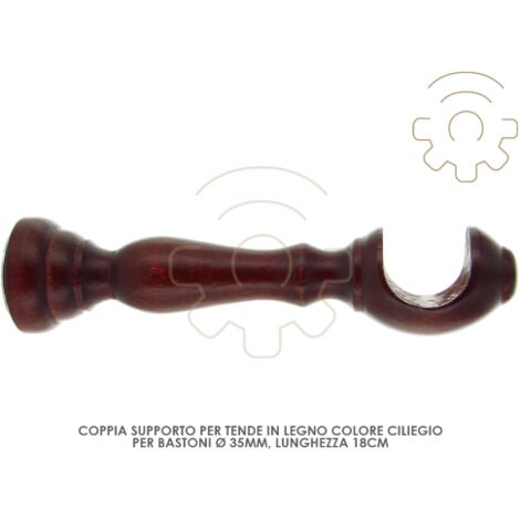 Paire de supports pour tringles A  rideaux en bois de cerisier 35 mm A  18 cm du mur