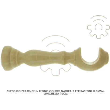 Paire de supports pour tringles A  rideaux en bois naturel 35 mm A  10 cm du mur