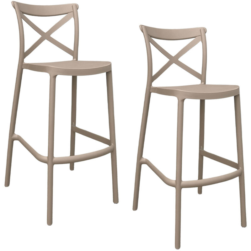 Okaffarefatto - Paire de tabourets de bar en plastique polypropylène sprint beige h 75 cm
