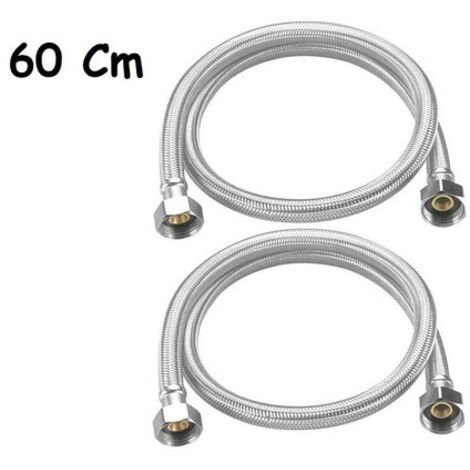 PAIRE DE TUYAUX FLEXIBLES 60CM TUYAUX D'EAU CHAUDE ET FROIDE CHAUDIÈRE 1/2X1/2 02074