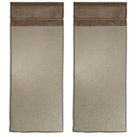 Paire de vitrage en lin avec finition soignée point clair - 60x200cm - Lin