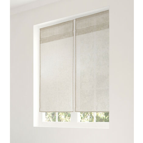 Paire de vitrage en lin écru 45x90cm – Finition soignée – Lavable en machine à 30° – Passe-tringle pour installation facile – Linder