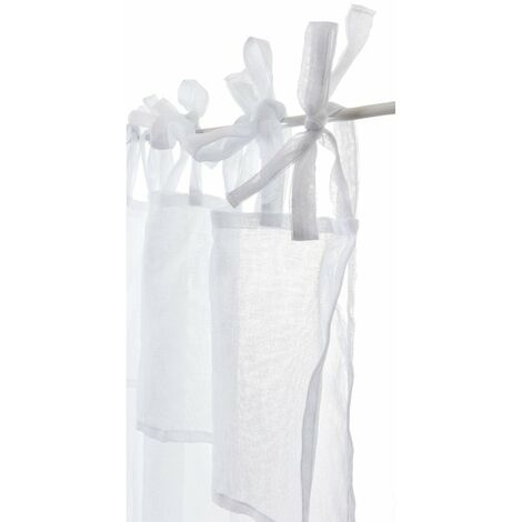 Paire de vitrages 60 x 90 cm à Nouettes Effet Naturel Tête Doublée Uni Blanc - Blanc