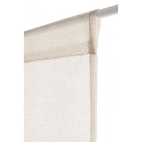 RIDEAUDISCOUNT Paire de Vitrages 60 x 90 cm Passe Tringle Effet Lin Uni Beige