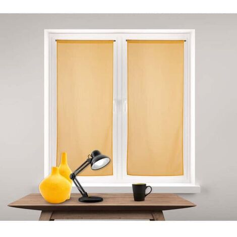 Paire de vitrages unis - 60x140cm - Moutarde