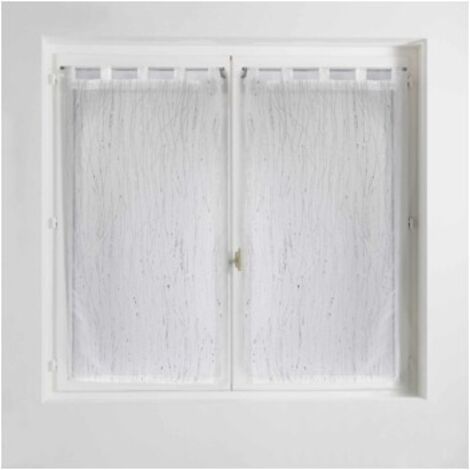 Paire de voilage à passants - 45 x 120 cm - Filiane - Blanc - Livraison gratuite