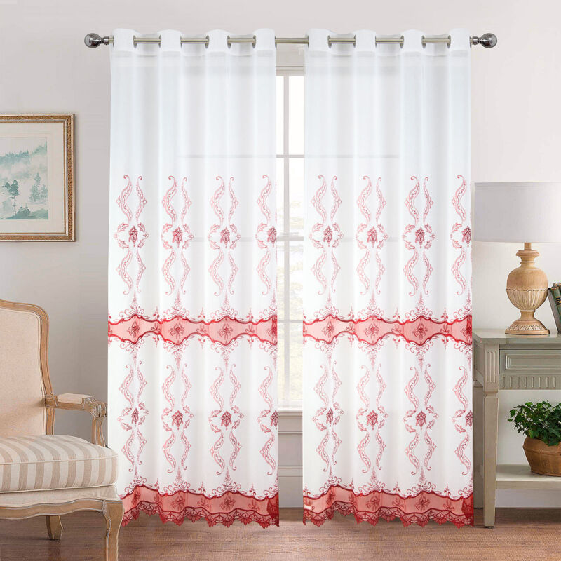 Paire de voilage au style oriental Rouge 140x260 cm