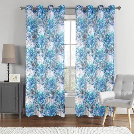 Paire de voilage au style tropical Blanc 140x260 cm