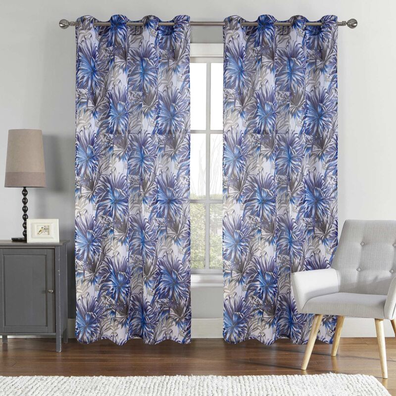 Paire de voilage au style tropical Bleu 140x260 cm