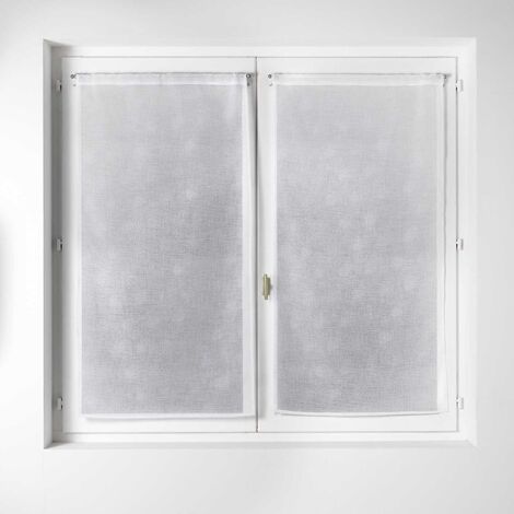 Paire de Voilage en Etamine à Imprimés Argentés Blanc 60x160 cm
