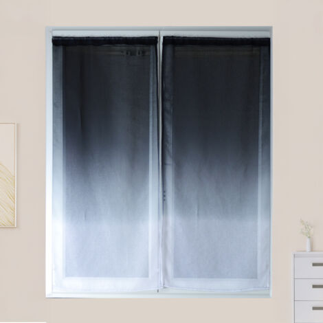 Paire de voilage en étamine imprimée dégradée Gris clair 60x 135 cm