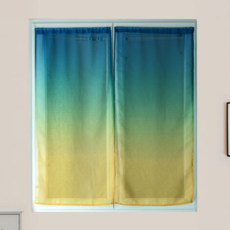 Paire de voilage en étamine imprimée dégradée Vert 60x 135 cm