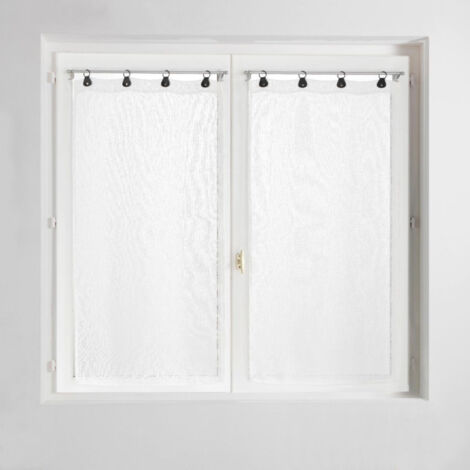 Paire de Voilages à Anneaux "Linka" 60x120cm Blanc
