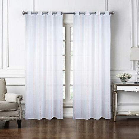 Paire de voilages à bandes verticales brillantes Jaune 140x240 cm