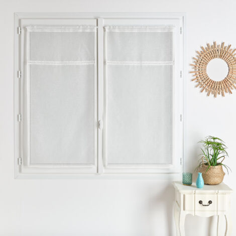 Paire de voilages avec ruban macramé Blanc cassé 60x160 cm