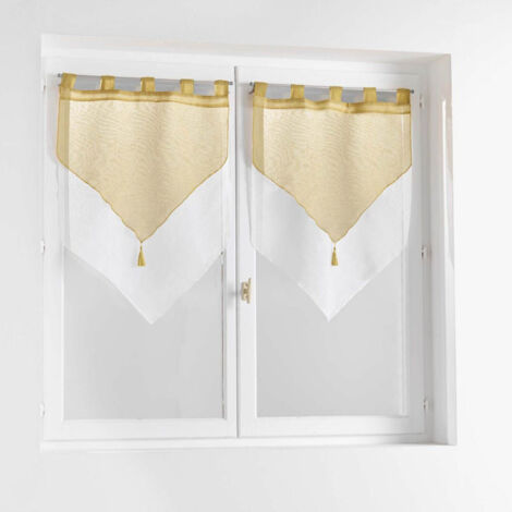 Paire de Voilages "Duetto" 60x160cm Miel & Blanc
