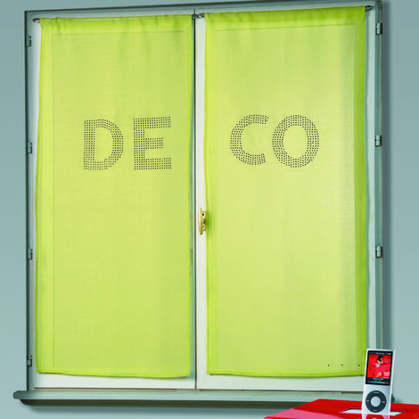 Paire de voilages étamine avec strass 'DECO' Vert clair 60x130cm