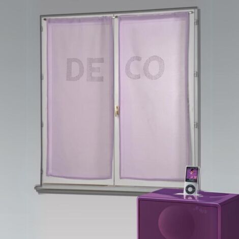 Paire de voilages étamine avec strass 'DECO' Violet parme 60x130cm