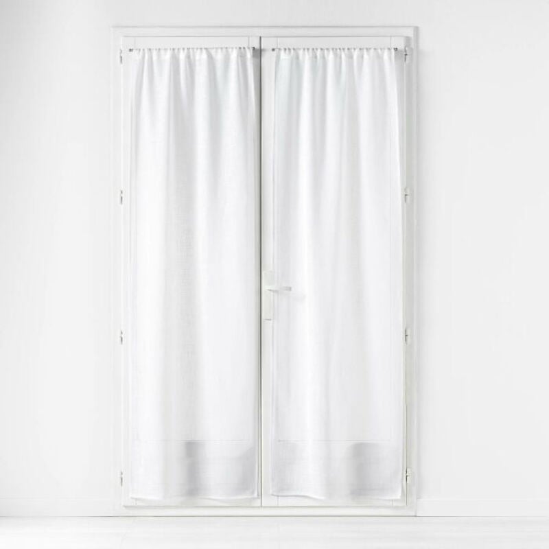 Paire de Voilages Haltona Blanc - Effet Lin Tissé 70x200 cm