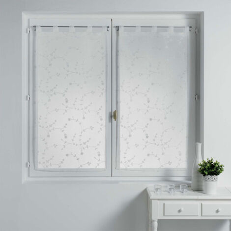 Paire de Voilages "Petite Fleur" 60x160cm Blanc
