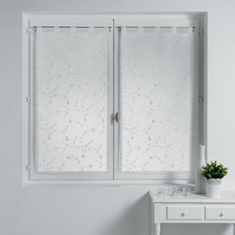 Paire de Voilages "Petite Fleur" 60x90cm Blanc