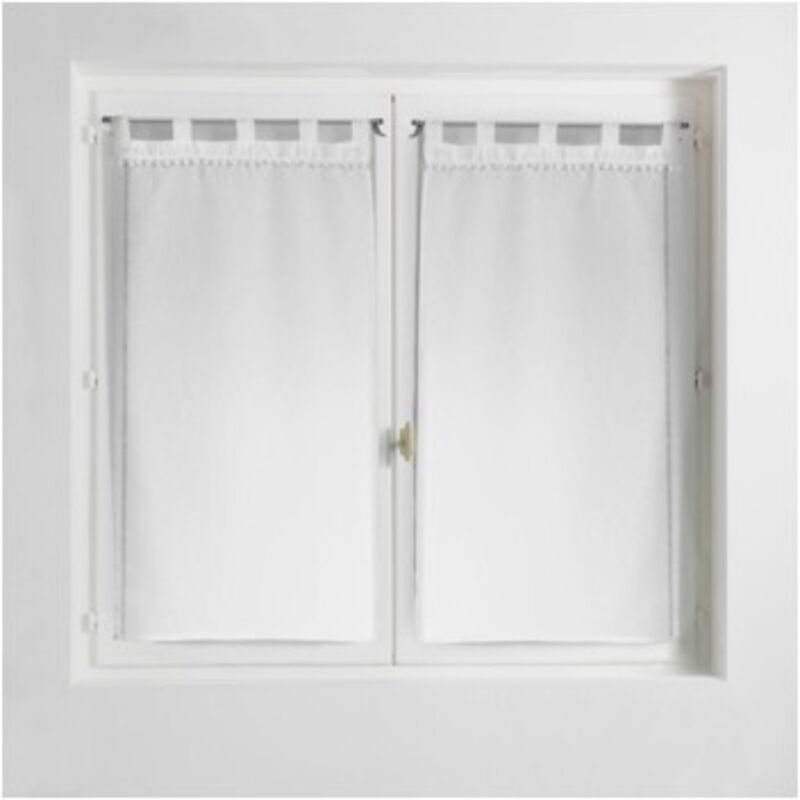 Paire droite passants sable top pompons poupette - 60 x 120 cm - Polyester - Blanc - Livraison gratuite