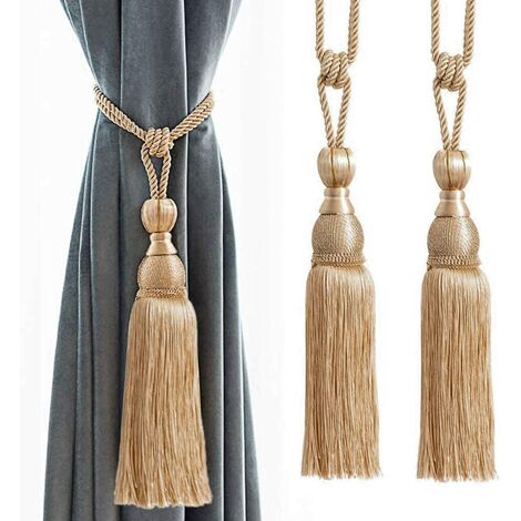 Paire d'embrasses de rideaux tressées à la main, une paire d'accessoires décoratifs pour fenêtre de maison, boucle, draperie (bronze, lot de 2)