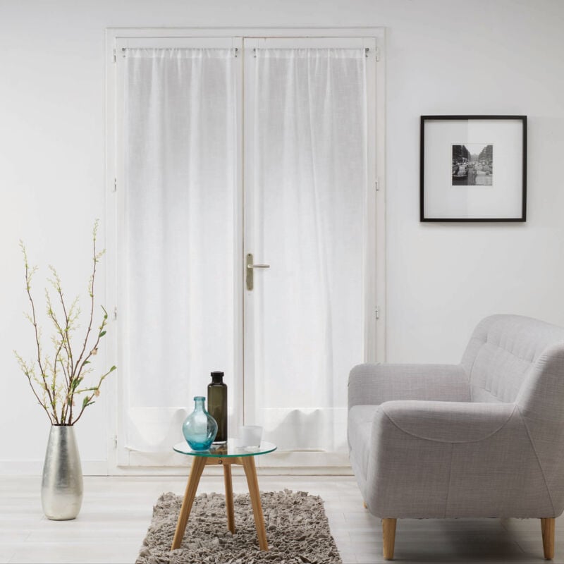 Paire droite passe tringle 2 x 70 x 240 cm voile tisse milza Blanc