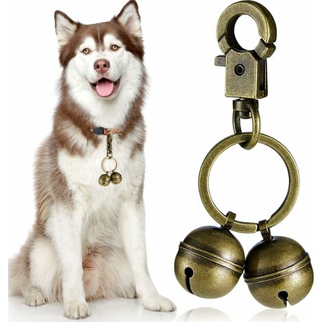 Paire extra forte de cloches pour chat et chien cloches en laiton durables pour animaux de compagnie collier pendentif à breloque cloches avec fermoir pivotant Pet Tracker