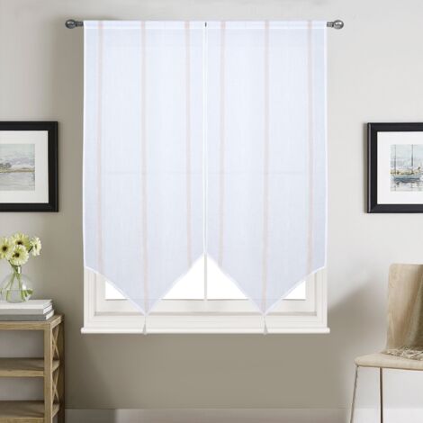 Paire petits voilages à bandes verticales brillantes Jaune 60x220 cm