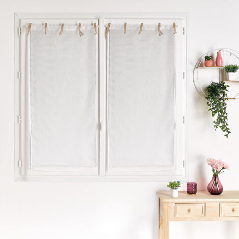 Paire voilages avec ruban en jute Blanc 60x160 cm