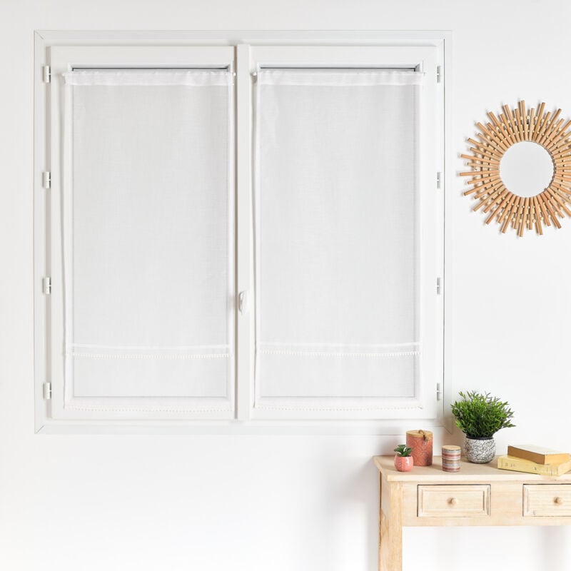 Paire voilages ruban macramé Blanc 60x160 cm