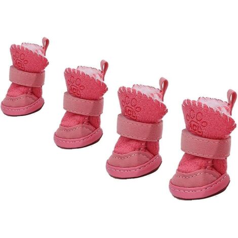 paires de bottes d'hiver antidérapantes pour chiens de petite et moyenne taille, avec semelle en caoutchouc