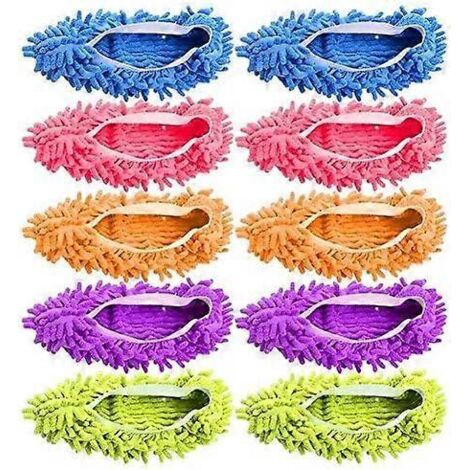 paires de chaussons balais-serpillières, chaussures balais-serpillières multifonctions en microfibre pour le nettoyage des sols et des cheveux