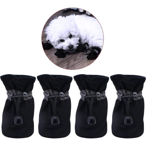 paires de chaussures réfléchissantes antidérapantes pour chien avec semelle souple et confortable (taille 4, noires)