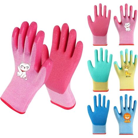 paires de gants de jardinage pour enfants, gants de jardinage sûrs pour les enfants de 3 à 6 ans, fabriqués en caoutchouc à base d'huile de palme, résistants à l'eau et à la poussière, protégeant les
