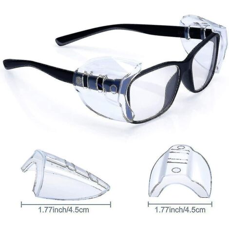 paires de lunettes de sécurité avec protection latérale, visière antidérapante transparente et flexible.