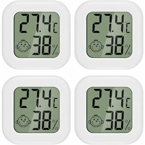 PAIRIER 4 pièces Mini LCD Thermomètre Hygromètre Interieur Termometre Maison Convient pour Les Chambres D'enfants,Les Chambres de Personnes âgées etc